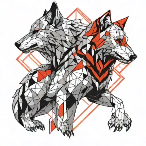 Wolf And Howl With Red Line Of Kratos War Scene Featuring