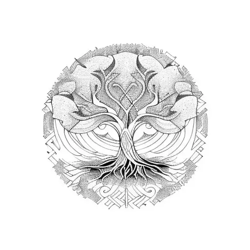 Tree Of Life With Lilies