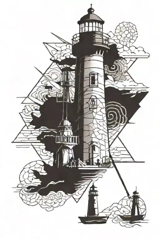 Lighthouse And Man Holding A Sword