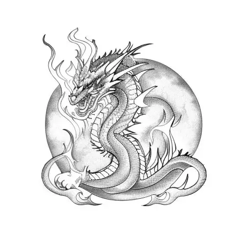 Traditional Dragon With Fire