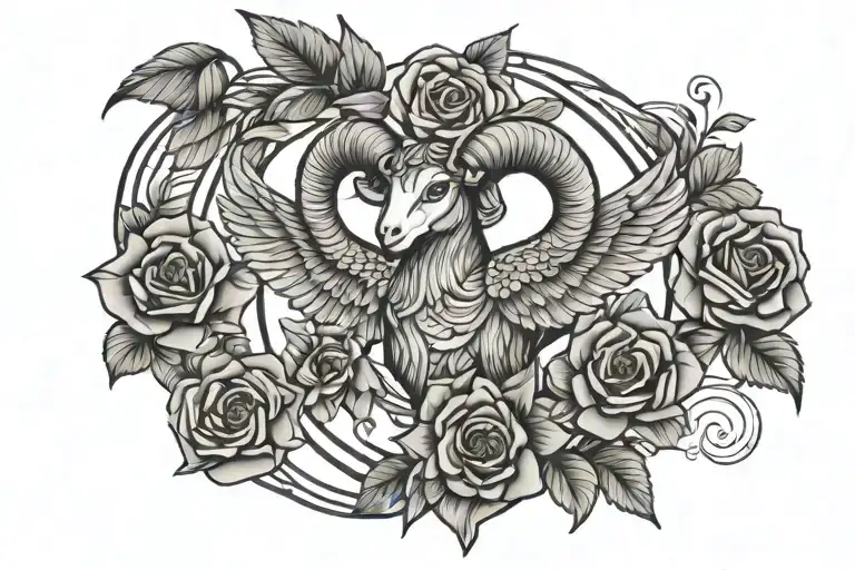 Aries Wing Attached With Roses