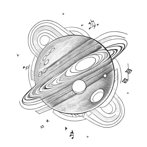Simple Planet Saturn With Music Notes