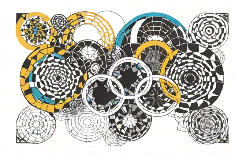 Olympic Rings With Psychedelic Geometry Inside Rings
