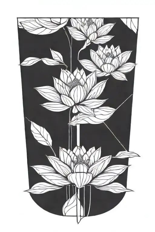 Stylized Lotus Flower With Stem