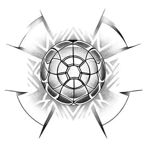 Dotwork Tattoo Of A Soccer Ball With The Cfc Logo At Its Center