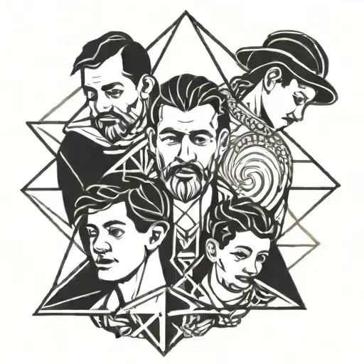 Father And Children Symbol Intertwined