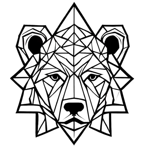 Geometric Bear Face With A Jewish Star