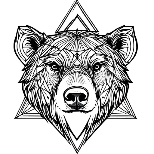 Geometric Bear Face With A Jewish Star Sign
