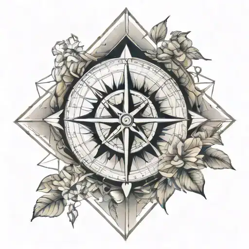 Compass Mountains Wild Flowers Geometry On Hand