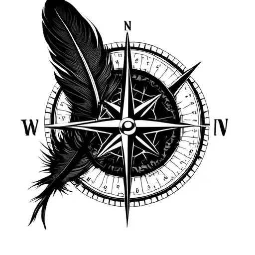 Bird Feather Separating From A Navigation Compass