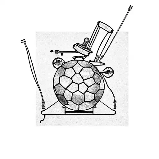 Electrocardiogram Line Drawing An Old Time Sewing Machine And Continuing With An 1930 Soccer Ball