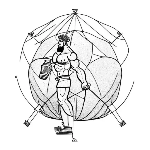 Greek God Atlas Holding A Hot Air Balloon