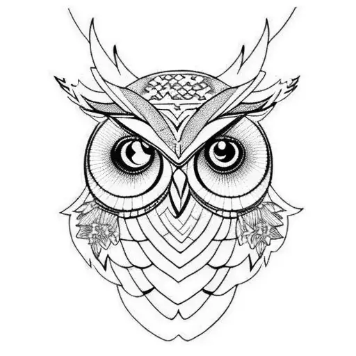 Owl Black And With