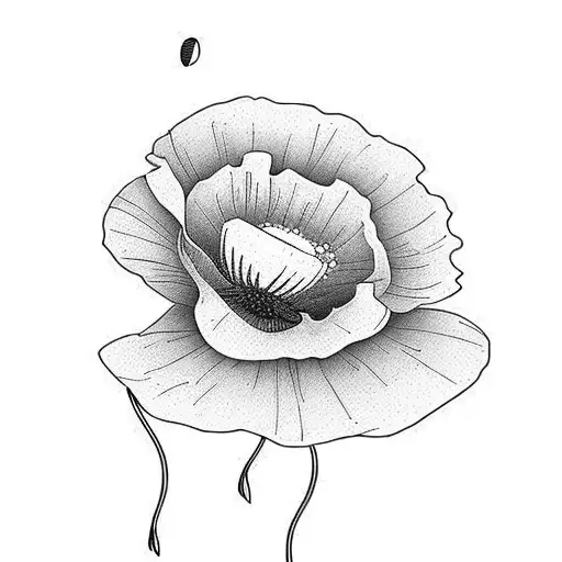 Poppy Flower Around Music Note
