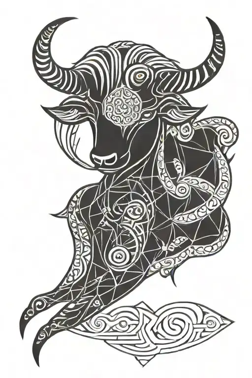 Simple Taurus And Aries Sign Combined Pattern