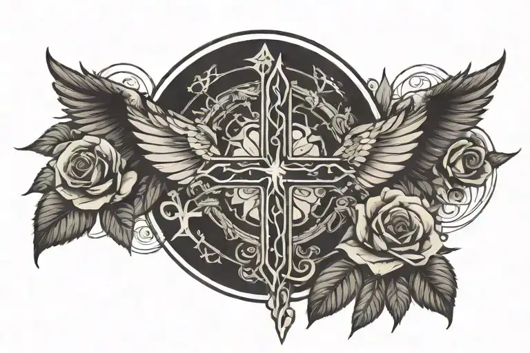 Roses Wings Crowns Christian Cross Snake Roman Numeral