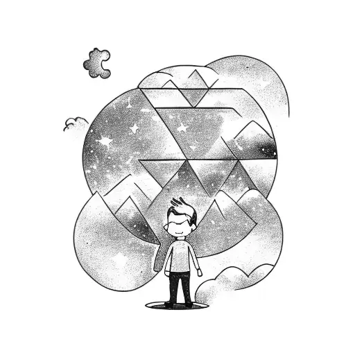 Boy On Cloud Looking At Galaxy