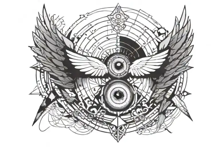Eye With Cross And Angel Wings