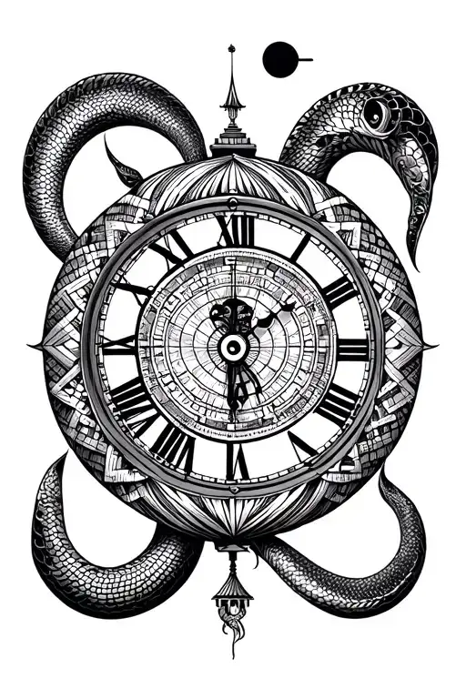 Moon Snake Castle Clock