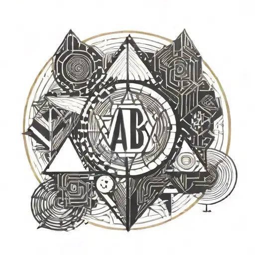 Fine Line Geometric Circle With Initial A B I Want