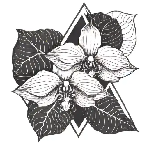 Single Orchid Outline Triangle Dot Work