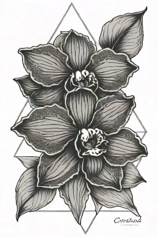 Single Orchid Outline Triangle Dot Work Simple