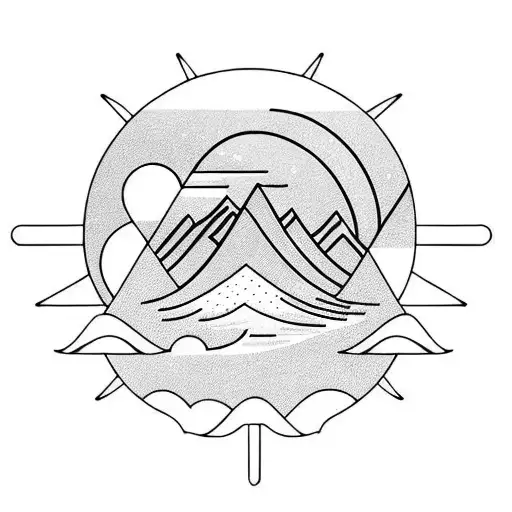 Waves With Mountains With Sun