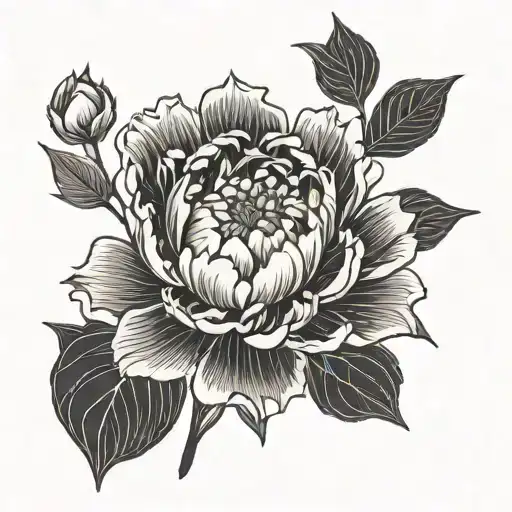 Peony Flower Large Black Leaves