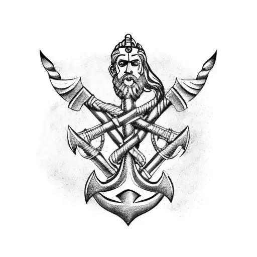 Poseidon Sitting On Anchor With Trident