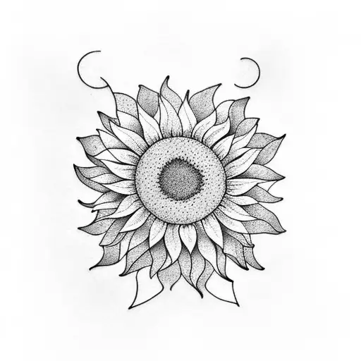 A Minimalist Geometric Small Tattoo Of A Sunflower