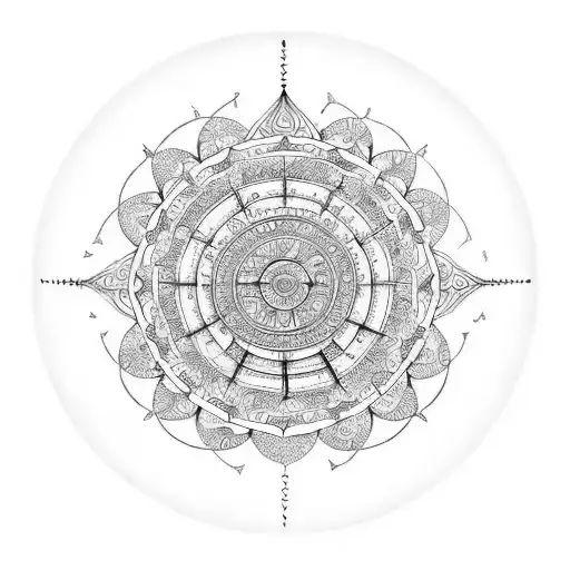 An Intricate Mandala Incorporating The Zodiac Signs Of Libra And Sagittarius