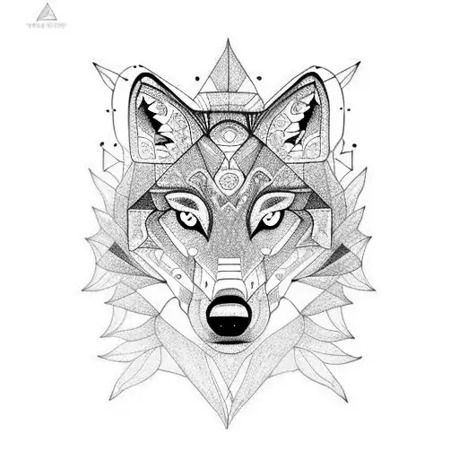 A Blackwork Tattoo Of A Wolf Made Up Of Intricate Musical Instruments
