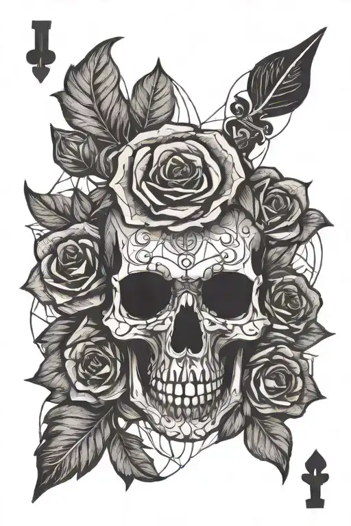 Skull Rose Playing Card