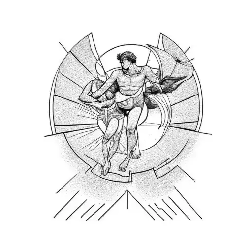 An Intricate Tattoo Of Dedalus And Icarus Flying Towards The Sun