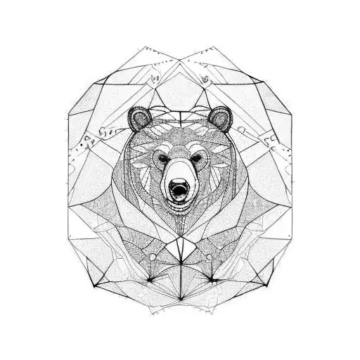 Abstract Geometric Representation Of A Grizzly Bear