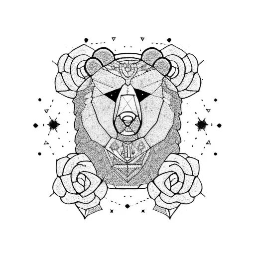 Celestial Bear Surrounded By Roses