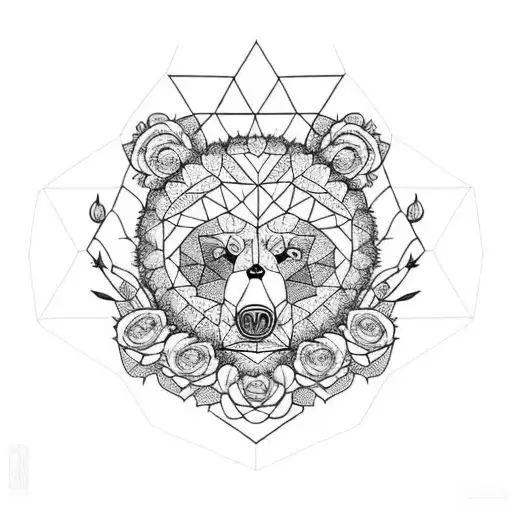 Celestial Bear Surrounded By Roses