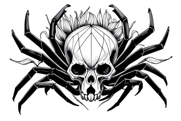 Dog Skull Spider Lilly Flower Forearm