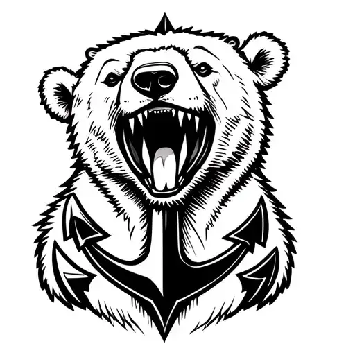 Polar Bear Dragging Anchor With Teeth