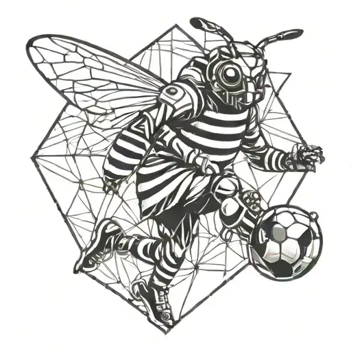 Bee Football Player Kicking