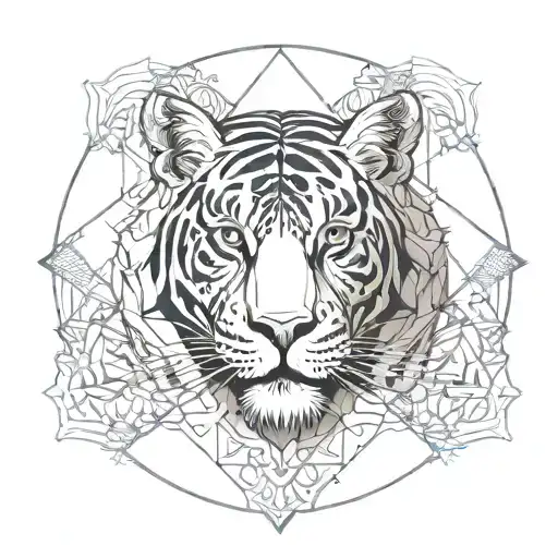 An Intricate Mandala Design Incorporating Elements Of The Ocean And A Tiger
