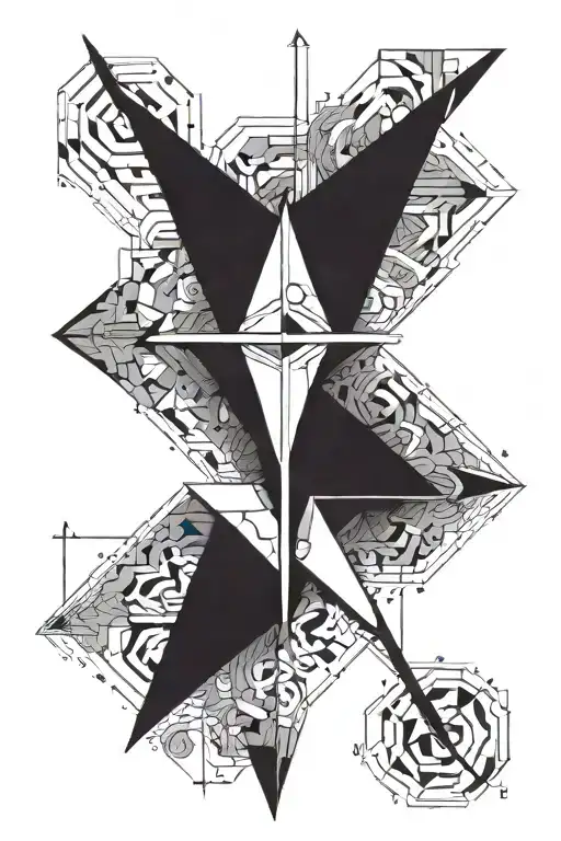 An Arrow With Geometric Shapes And Compuse In The Middle