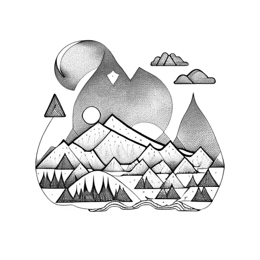 Mountain Scene With Moon