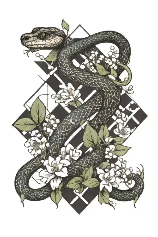 Garden Of Eden Snake With Hawthorn And Lily Of The Valley