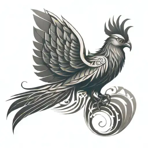 Phoenix With Wings In Style