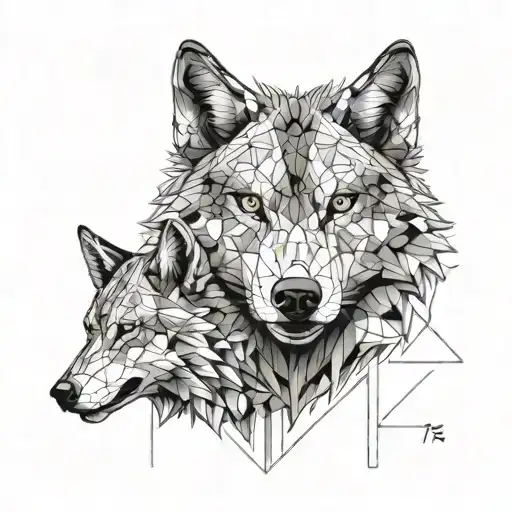 Two Wolf's Heads One Angry Black Second White Quiet