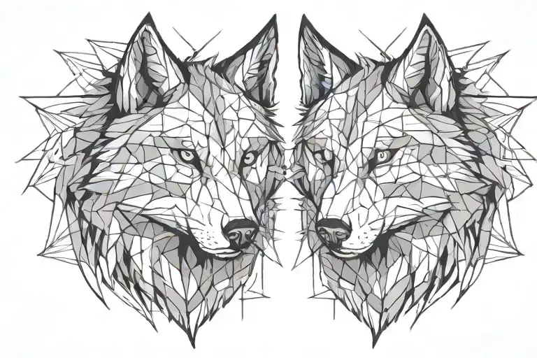 Two Wolf's Head One Of Them Angry With Big Teehts