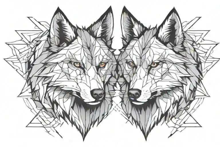 Two Wolf's Head One Of Them Angry With Big Teehts