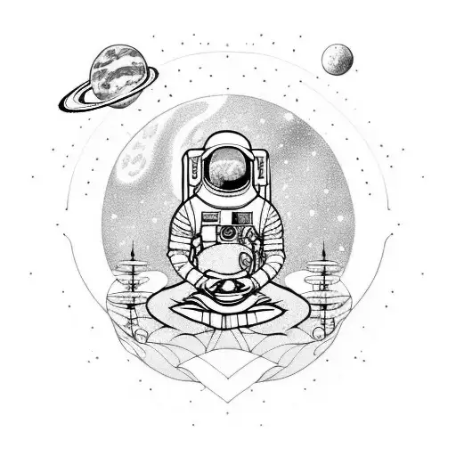 A Serene Scene Of An Astronaut Meditating On A Distant Planet