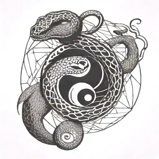 Snake With Yin Yang Symbol Merging